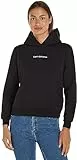 Calvin Klein Jeans Felpa con Cappuccio Regolare istituzionale Felpe, CK Black, M Donna