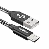 Cavo Micro USB, [2M] Nylon Intrecciato, Android Trasferimento Dati e Ricarica Rapida Compatibile con Samsung S5/S6/S7, Huawei, HTC,LG,Kindle, PS4