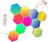 10 x Pannello LED esagonale a parete lampada, applique da parete per interni esagonali LED, RGB Illuminazione tattile intelligente da gioco, gioco setup neon deco applique per soggiorno camera