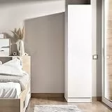 Dmora - Guardaroba Cusna, Mobile appendiabiti per camera da letto, Armadio a 1 anta singola, 41x52h184 cm, Bianco