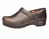 Sanita | Zoccoli Vintage Professionali Chiusi | Zoccoli Artigianali Originali in Pelle Flessibile | Donna | Plantare Anatomico in Schiuma Morbida| Marrone | 37