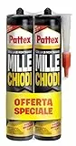 Pattex MILLECHIODI Forte & Rapido, adesivo di montaggio extra forte che sostituisce viti e fori al muro, adesivo bianco con effetto ventosa in formato convenienza 2x400g, Trasparente