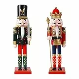 Hileyu 2 Pezzi Soldato Schiaccianoci di Natale Ornamento di Burattini in Legno Giocattolo Schiaccianoci da 30 cm Decorazioni da Tavolo Classiche Tradizionali di Natale