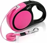 Taglory Guinzaglio retrattile per cani taglia media e piccola, Guinzaglio per Cani 5 metri Nylon resistente Groviglio libero, Adatto per cani fino a 20kg, Rosa