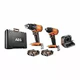 AEG JP18I2-202C Kit con Trapano a Percussione 18V, Avvitatore a Impulsi, 2 Batterie 2.0Ah, BL18S 18V Caricabatterie