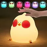 eaaerr Luce Notturna Bambini, Lampada Camera Bambina Regalo Battesimo 7 Colori Silicone Luce Notturna Bambini Luce Notturna Pollo Goo Goo Kawaii per Bambini Regalo Neonato Cameretta Bambino