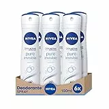 NIVEA Pure Invisible Spray Deodorante 6 x 150 ml, Deodorante rinfrescante che non lascia residui sulla pelle e sui vestiti, Deo spray che protegge per 48 ore