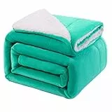 KANKAEU Coperta 160x200 cm, 550GSM Plaid Coperta Sherpa, Coperta Calda e Confortevole, Coperta Fluffy di Alta Qualità, Coperta di Pecora Sherpa, Regalo Pratico, Turchese