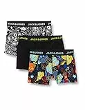 Jack & Jones S JACJAMES Trunks 3 Pack Noos Boxer a Pantaloncino, Nero/Dettaglio: Nero – Giallo, M Uomo