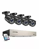 ZOSI 1080p Kit Telecamere Videosorveglianza Cablato, 8CH H.265+ 1TB DVR con 4x Telecamera per Esterno ed Interno, IR Visione notturna da 80 piedi, Accesso Remoto, Registrazione 24/7