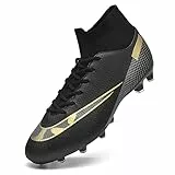 Unitysow Scarpe da Calcio Uomo Sportivo all'aperto Spike Tacchetti Professionale Scarpe da Allenamento Scarpe da Calcetto,Nero,35 EU