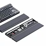 Hagibis Supporto per poggiapolsi per tastiera, con custodia divisoria da scrivania, morbida memory foam, base in gomma antiscivolo per tastiera del computer, laptop, ufficio, casa (nero)