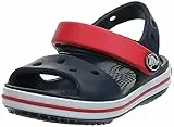 Crocs Crocband Sandal Kids, Sandali Unisex per Bambini, Leggeri e dalla Vestibilità Sicura, con Dettagli Azzurro Marino/rosso, Taglia 27-28 EU