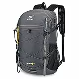 SKYSPER Zaino Ultraleggero Pieghevole, 30L con Strisce Riflettenti da Trekking, Hiking Escursione Viaggio Uomo Donna ISHE30-Grigio