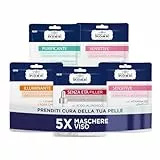 Acqua Alle Rose, Set Maschere Viso in Tessuto per Tutti i Tipi di Pelle, Linea Sensitive, Illuminante, Purificante e Senza Età, Mix Maschere Viso Composto da 5 Pezzi - Esclusiva Amazon