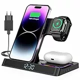 Caricatore Wireless 3 in 1,Stazione di Ricarica Induttiva Pieghevole,Carica Batterie Cellulare per iPhone 14 13 12 11 Pro Max/Se 3/Xs/Xr/X/8+, per Apple Watch 7/6/Se/5/4/3/2/1, per Airpods Pro/2/3
