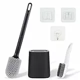 Carastek Scopino WC Silicone, Scopino per WC in Morbido con Porta Spazzolone Scopino Asciugatura Rapida Spazzola da Toilette, Scopino per WC in Silicone, Montaggio a Parete Senza Foratura