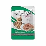 Croci Vibrisse Cibo umido in gelatina per gatti a base di Tonno e Pescetti bianchi, alimento leggero e cotto al vapore, 18 buste da 70 g
