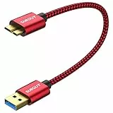 SUNGUY Cavo Hard Disk esterno, 30CM USB3.0 5 Gbps USB A a Micro B per WD Elements, Seagate, Disco Rigido Esterno WD,My Passport Ultra, SSD, Galaxy Pro 12.2-Rosso