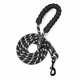 Diametro Riflettente Rotonda Cane Guinzaglio per Cani di Taglia Media e Grande con Morbida Impugnatura Imbottita Resistente e Durevole e Riflettente per Night Time Walking (Nero)