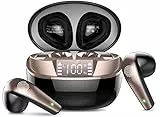 Cuffie Bluetooth, Auricolari Bluetooth 5.3 con Bassi Icmmersivi, Cuffie Wireless Mini Incorporato HD Mic, IP7 Impermeabili Cuffiette Bluetooth, 40H Cuffie Senza Fili con Display LED, Nero (2023)
