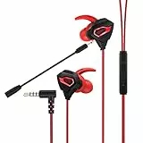 VersionTECH. Auricolari Gaming con Fili Doppio Microfono, Auricolari da Gioco In-Ear per Ps5 Ps4, Xbox One, Nintendo Switch, Xbox Series X|S, Playstation 4 5, Cuffie Gaming In-Ear Jack Da 3,5 Mm Rosso