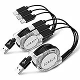 SDBAUX - Cavo di ricarica multiplo da 1 m, 3 A, confezione da 2, universale, retrattile USB 3 in 1, con porta iP Micro USB di tipo C, per Samsung Galaxy S22 S20 S10 S9, Sony, Moto, LG, Huawei, Xiaomi