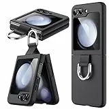 JETech Cover per Samsung Galaxy Z Flip 5 2023 con Anello, Rigido in PC Sottile Antiurto Antigraffio Protettiva Cellulare Custodia (Nero)