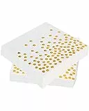 Noa Home Deco 60 Pezzi Tovaglioli Puntini Dorati, Tovaglioli Di Carta Laminati Dorati A 3 Strati, Tovaglioli Bianchi Per Feste Decorative, Compleanni, Matrimoni E Feste (33x33 cm)