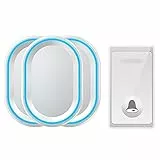 SLDAGe Campanello Senza Fili, Satisure Indicatore LED, 58 Melodie con 4 Livelli di Volume, Campanello da Esterno Impermeabile IP44 Portata 650 Piedi (1 Trasmettitori E 3 Ricevitori),Bianca