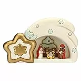 THUN - Mini Presepe Classico 2019 con Capanna Grande a Stella Cometa - Ceramica - 20x10x18 cm