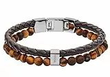 Fossil Bracciale Da Uomo Vintage Casual, Lunghezza Interna: 180 mm - 195 mm Bracciale In Pelle Marrone, JF03118040