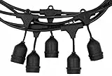 Teramo led Cordoniera Catena Luminosa Led Catenaria con 10 Portalampada Pendenti cavo Nero E27 da 10 mt Impermeabile Prolungabile (LAMPADINE ESCLUSE)