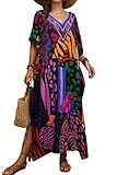 LikeJump Donna Boemia Caftan Abito da Spiaggia Maxi Parei Copri Bikini Costume da Bagno Cover ups
