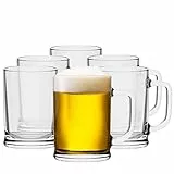 TREND FOR HOME Boccale Birra con Manico | 500 ml | Set da 6 Boccali Birra Set Bicchieri Birra Vetro Trasparente 0,5L | Lavabile in Lavastoviglie | Collezione Ulf