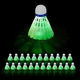 Relaxdays Volano Badminton, Set di 8 Palline Luminose, Palle Gomma Piuma, Luce LED, HxD: 8,5 x 6,5 cm, Esterno, Bianco Unisex Adulto, 8 pz