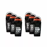 L'Oréal Men Expert Deo - Deodorante a rullo 5 in 1 contro la formazione di odori, l'umidità, i batteri e i residui bianchi per un massimo di 48 ore di freschezza, Carbon Protect, 6 x 50 ml