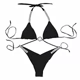 QWUVEDS Orologi da polso da uomo, tuta, costume da bagno, bikini con strass, costume da bagno, costume da bagno, canottiere da uomo, scollo rotondo, Nero , M