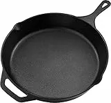 KICHLY Padella in ghisa pre-stagionata, padella per friggere, utensili da cucina sicuri per interni ed esterni, padella in ghisa da 12,5 pollici (31,75 cm)