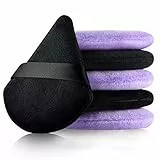 Piumini da Cipria Start Makers 6 Pz Powder Puff Cipria Spugnetta Triangolo Cipria Polvere Puff Riutilizzabile Piumino Cipria con Cinturino Wet Dry Puff per Loose Powder Foundation (Nero Viola)