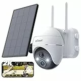 ieGeek 2K 360° PTZ Telecamera Wi-Fi Esterno Senza Fili con Batteria, Videocamera Sorveglianza Wireless Faretti con Pannello Solare,Visione Notturna a Colori,Sirena,Rilevazione PIR, IP65, 2 Vie Audio