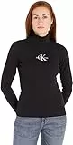Calvin Klein Jeans Girocollo a Costine monologo L/S Top in Maglia, CK Black, S Donna