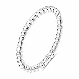 Milacolato Anello Argento 925 per Donne Ragazze, Anelli a Fascia Twist in Argento Sterling Placcato in Oro Bianco 18K, Anello da Dito con Promessa di Fidanzamento Sottile da 1,5 mm Misura 17