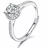 JeweBella Anelli Donna Argento 925 Regolabili con Zirconia Cubica, Fedine Fidanzamento Promessa Amicizia, Regalo Anniversario, Matrimonio, Coppia