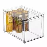 mDesign Organizer cucina con cassetto interno estraibile – Contenitore plastica per dispensa – Portaoggetti cucina utile per conservare pasta, snack e altri alimenti – trasparente