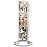 EGAN - Set da 6 Tazze da Caffè Impilabili PWM02I/6XY in The City in Porcellana + Metaltrack da 80 ml | Tazzine Multicolore, 21×9 cm, Adatto a Lavastoviglie e Microonde