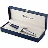 Waterman Carene penna stilografica | Laccatura blu e metallo | Cappuccio cesellato | Pennino sottile in oro 18K | Inchiostro blu | Confezione regalo