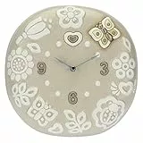 THUN - Orologio Tondo da Parete con Fiori e Farfalle - Living, Orologi - Idea Regalo - Linea Prestige - Ceramica; meccanismo Orologio in plastica - 25x25x5,5 cm