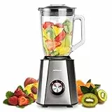 Mellerware - Frullatore in vetro Mixy! | 2 velocità + TURBO | Caraffa di vetro da 1,5L | Trita ghiaccio | Blender acciaio inox | Mixer elettrico per frullati, frutta, granite | Smoothie maker | Inox
