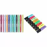 Amazon Basics Pennarelli in colori assortiti, confezione da 12 & Evidenziatori, colori vivaci assortiti, confezione da 8